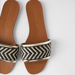 Zara flat natural sandals